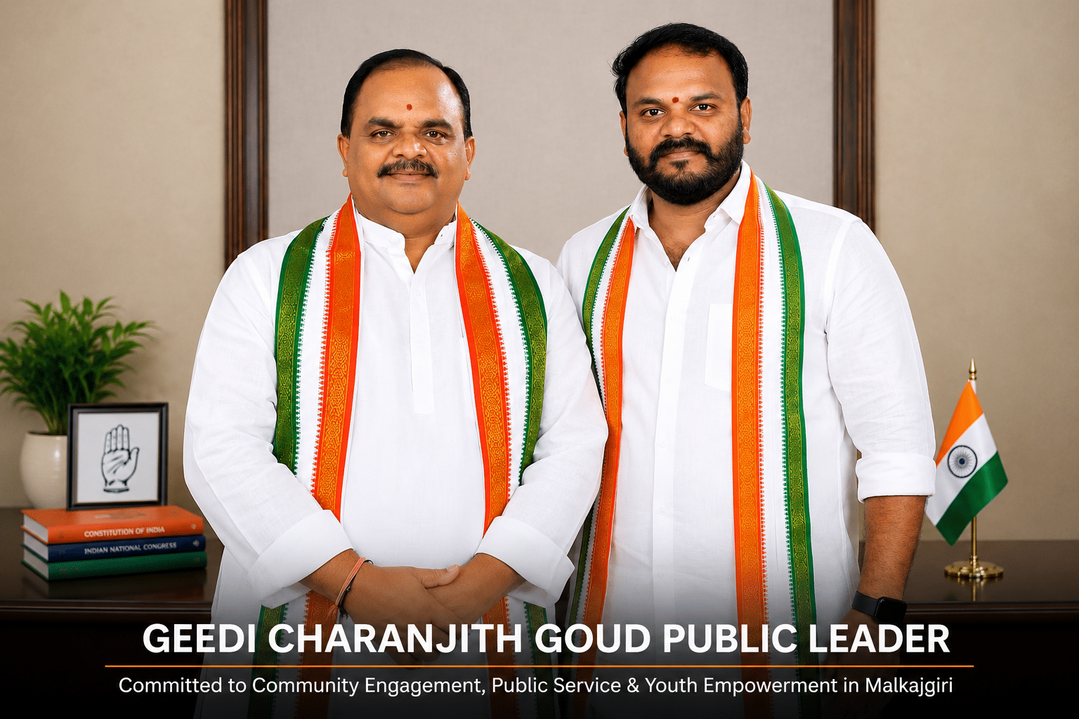 Geedi Charanjith Goud interacting with local residents and supporting community engagement initiatives in Malkajgiri.