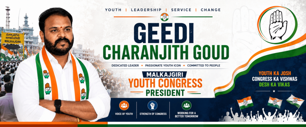 Geedi Charanjith Goud addressing youth and promoting leadership initiatives in Malkajgiri 2026